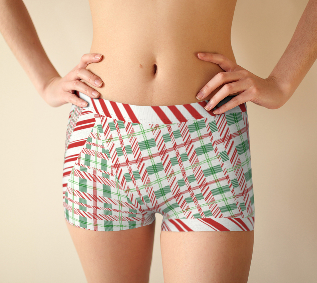 Tartan with a Twist, Candy Cane - Boyshorts