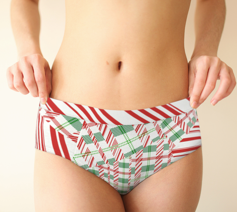 Tartan with a Twist, Candy Cane - Cheeky Briefs