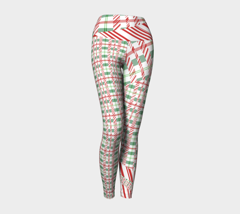 Tartan with a Twist, Candy Cane - Yoga Leggings