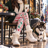 Tartan with a Twist, Candy Cane - Yoga Leggings