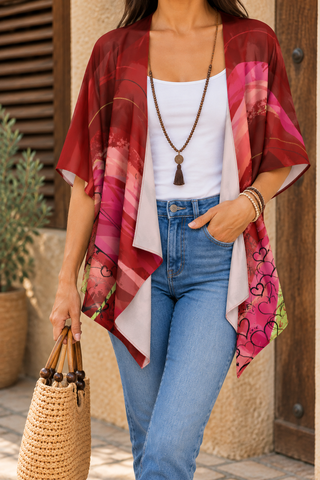 Love Hearts - Draped Kimono