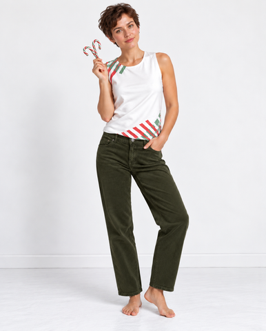 Tartan with a Twist, Candy Cane Simple - Tank Top