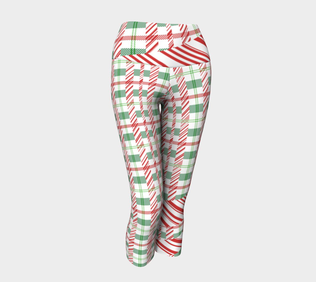 Tartan with a Twist, Candy Cane - Yoga Capris