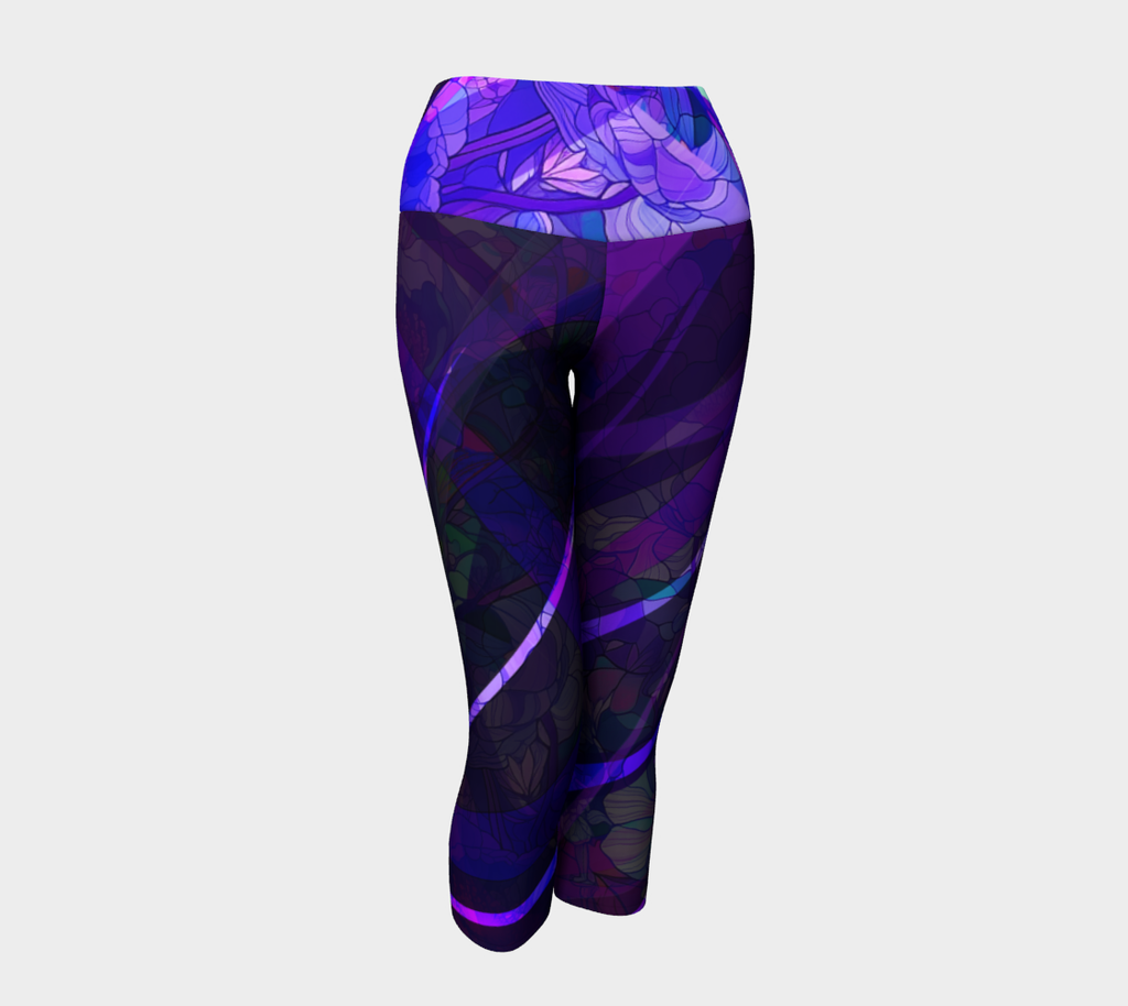 Mosaic of Me Purple Dark Yoga Capris Kristina Benson Art
